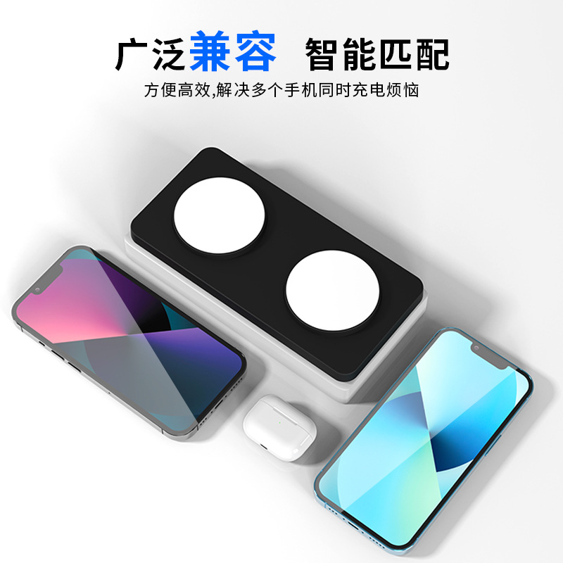 Two-in-one magnetic desktop wireless charger dual 15W dual charging magnetic fast digital display wireless charger