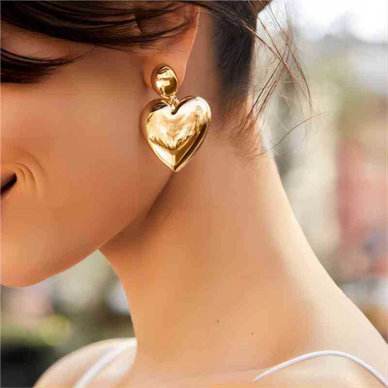 Design 18K Gold Heart Oval Earrings Women Stainless Steel Earrings
