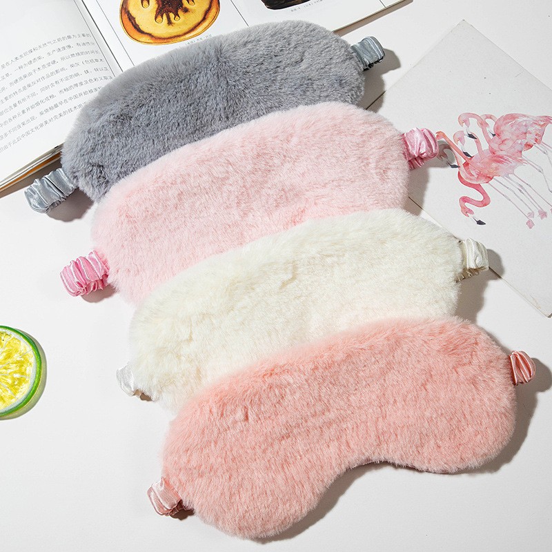 Imitation rabbit fur light-blocking sleep eye care mask, home travel outdoor children men and women hot compress steam eye
