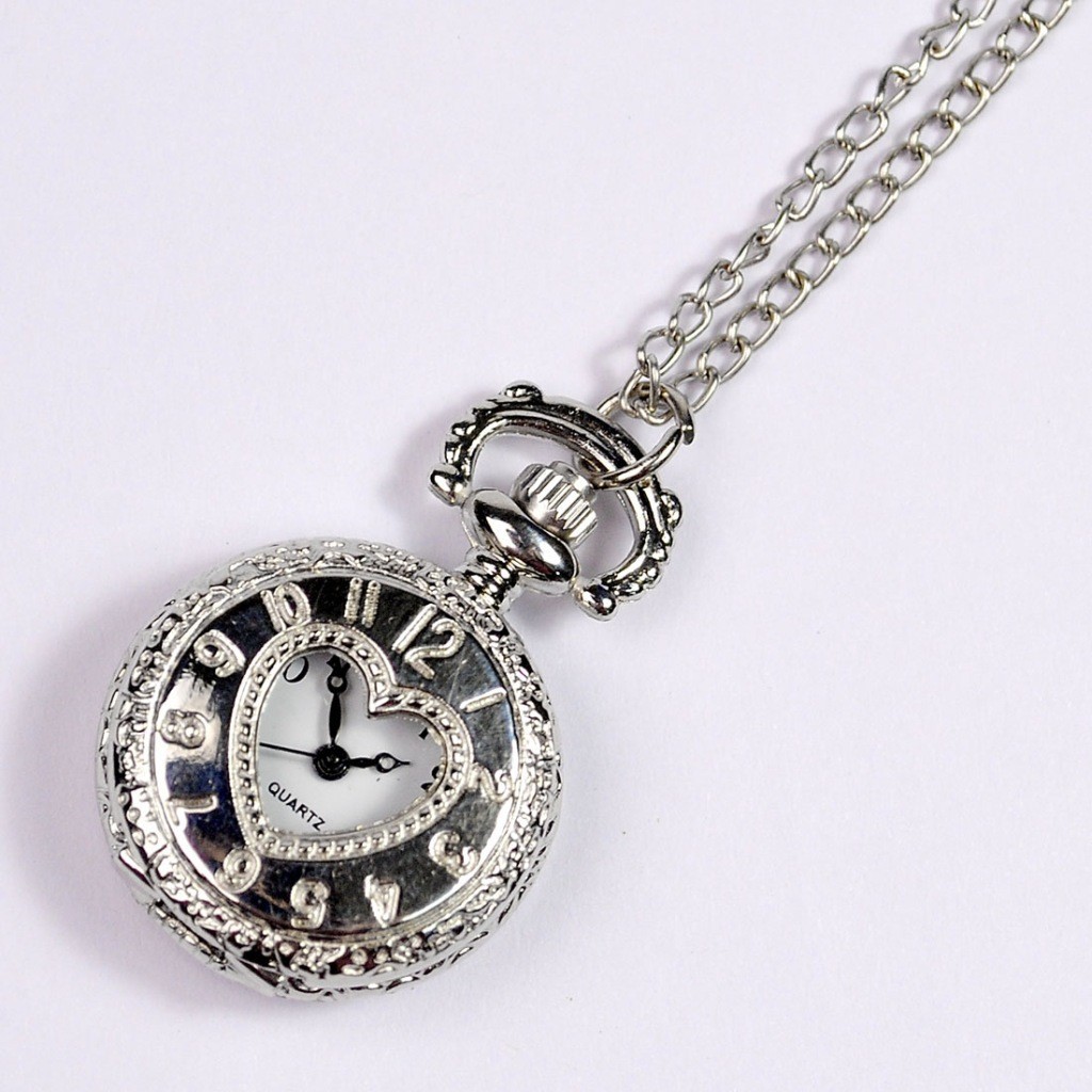 Small love heart pocket watch student watch couple watch exam watch