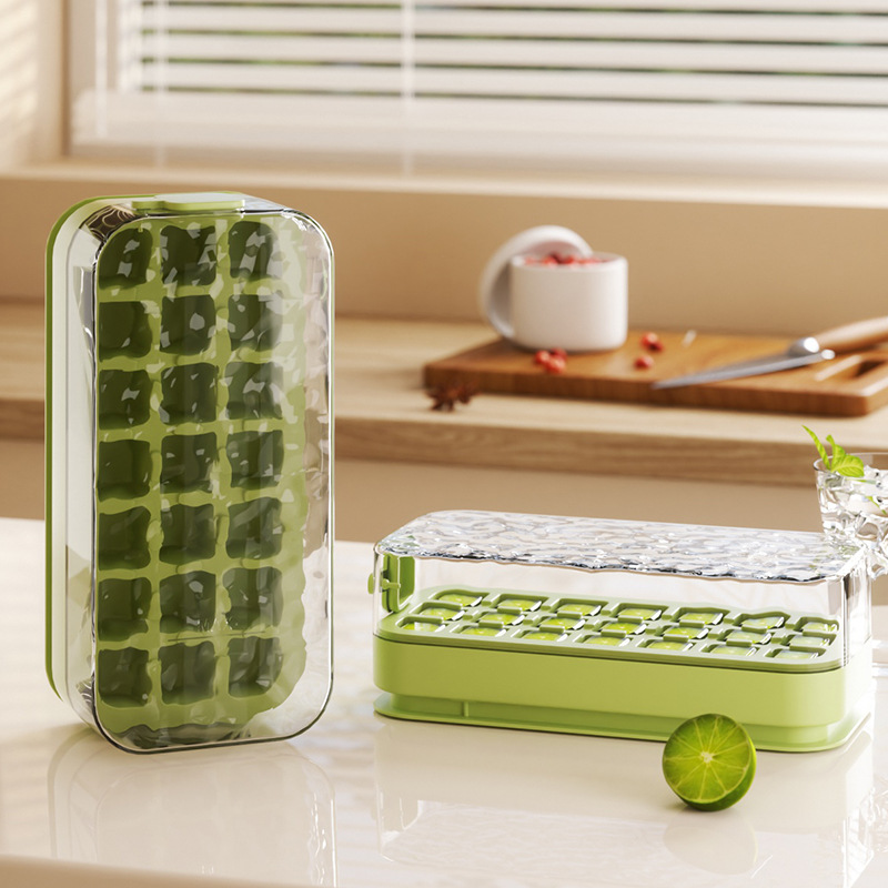 Ice cube tray, food-grade press ice cube tray, household ice maker with lid, homemade ice storage box, 21-grid