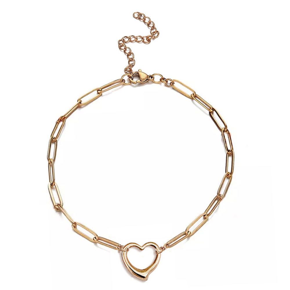 Japanese and Korean stainless steel paperclip heart pendant charm bracelet