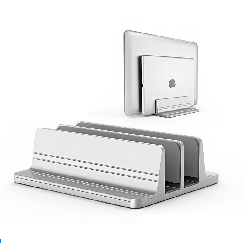 Double storage vertical notebook book computer aluminum alloy stand base desktop dual slot heat dissipation storage stand