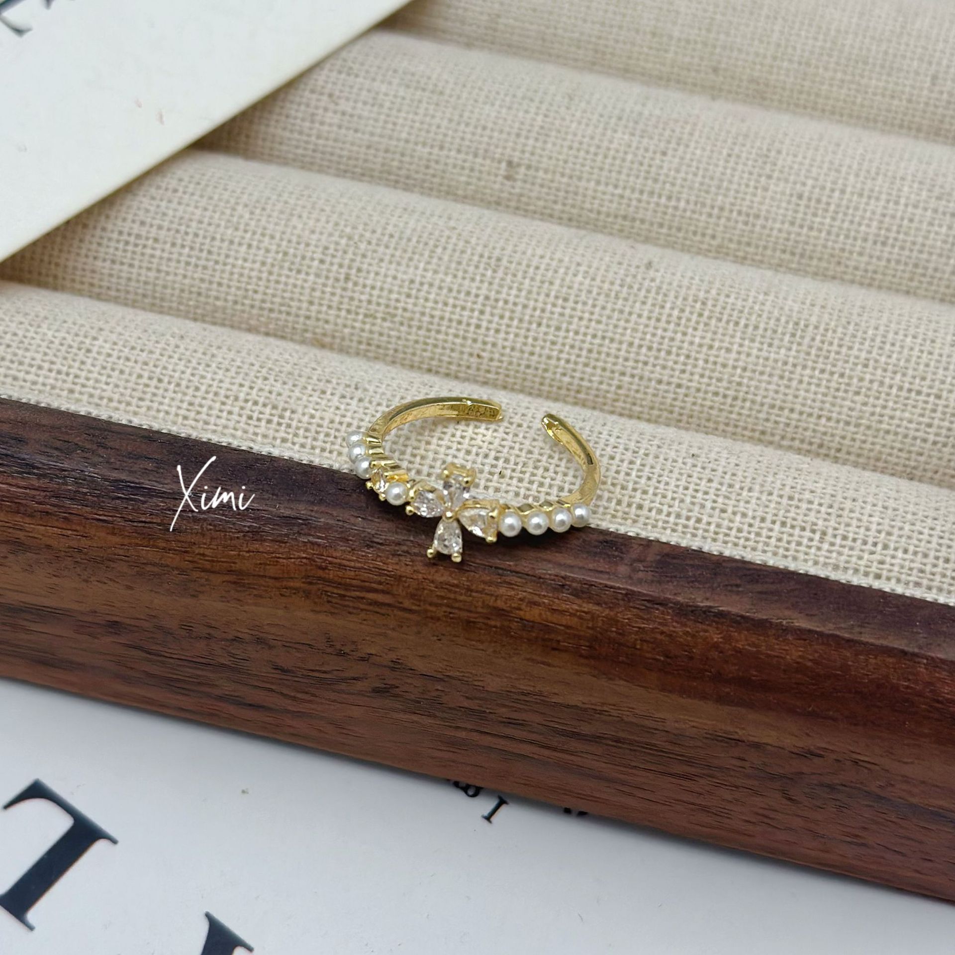 Ultra-Fine Zirconia Pearl Ring~Small Flower Sweet Super Sparkle Band Simple