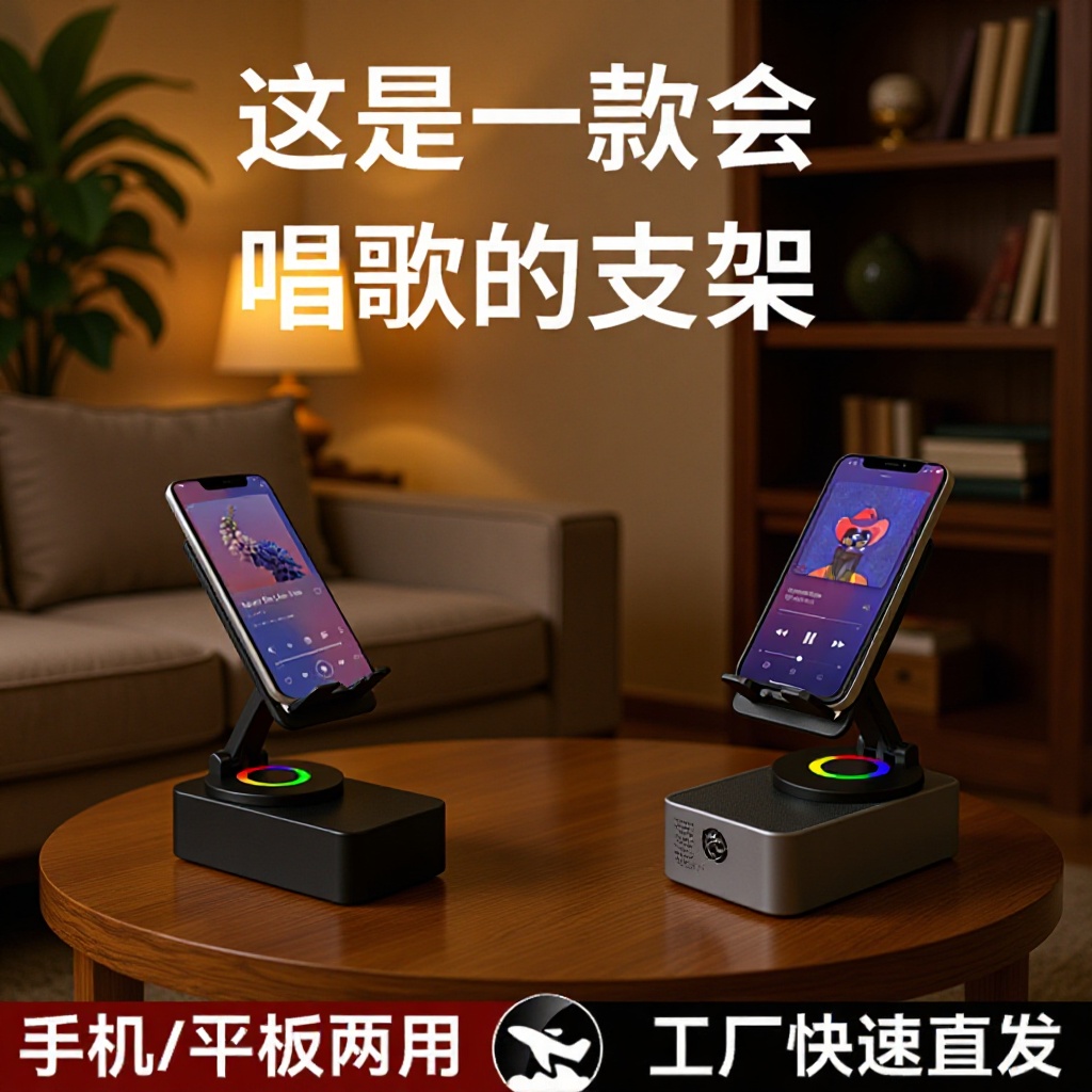 Four-in-One Charging Tablet Phone Holder Wireless Bluetooth Speaker Desktop 360 Rotating Audio