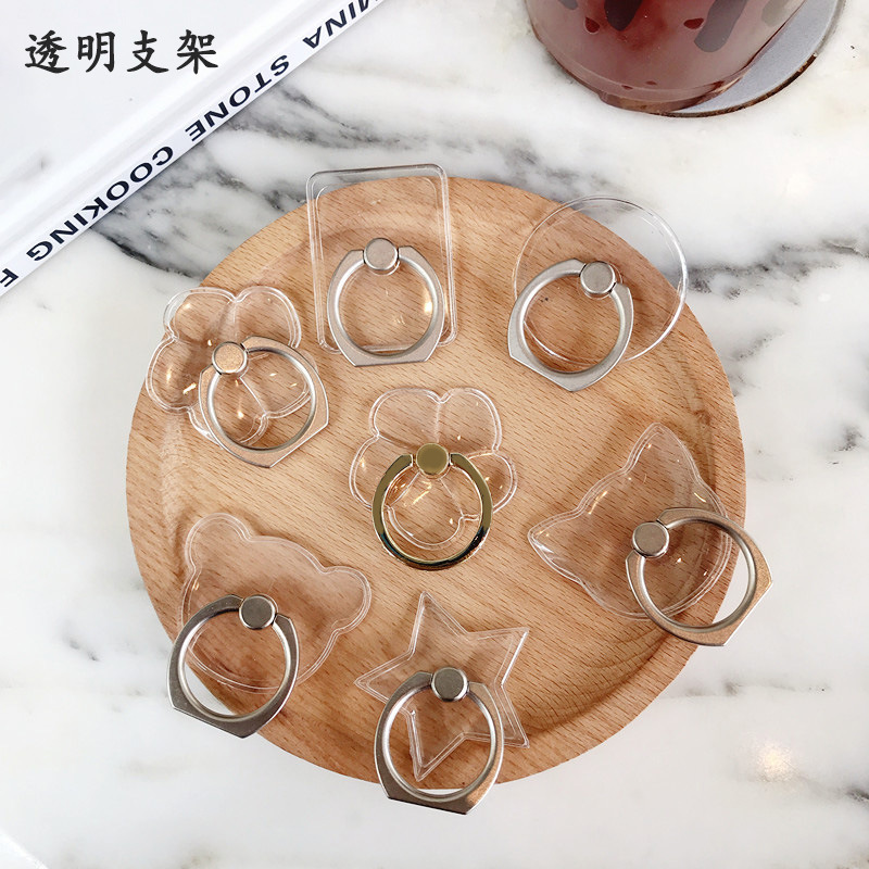 Transparent crystal ring bracket metal ring iRing lazy bracket acrylic PC transparent phone ring buckle