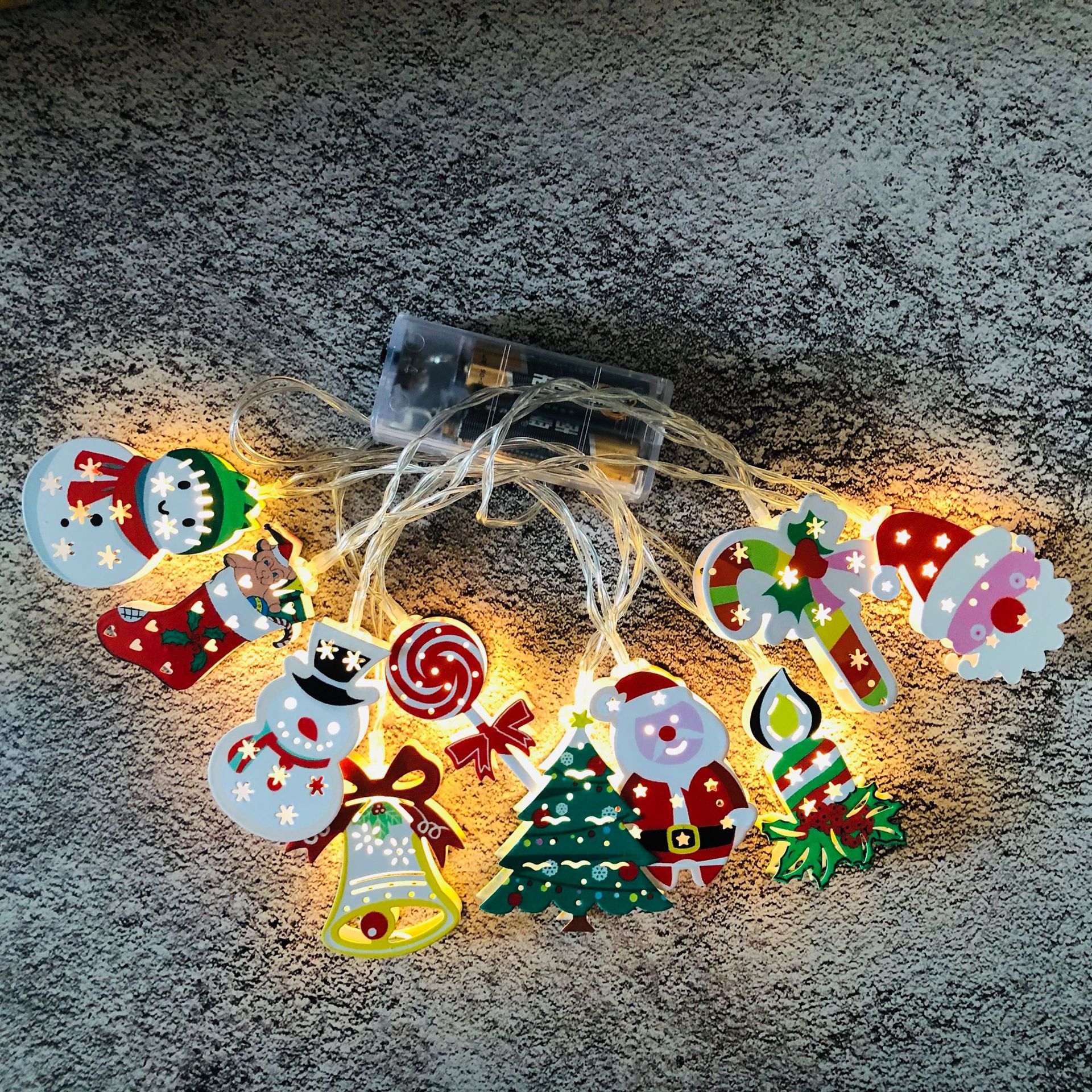 New LED Santa Claus Snowman Light String Cane Christmas Tree Light String Sock Snowflake Decorative Lights USB Christmas Set