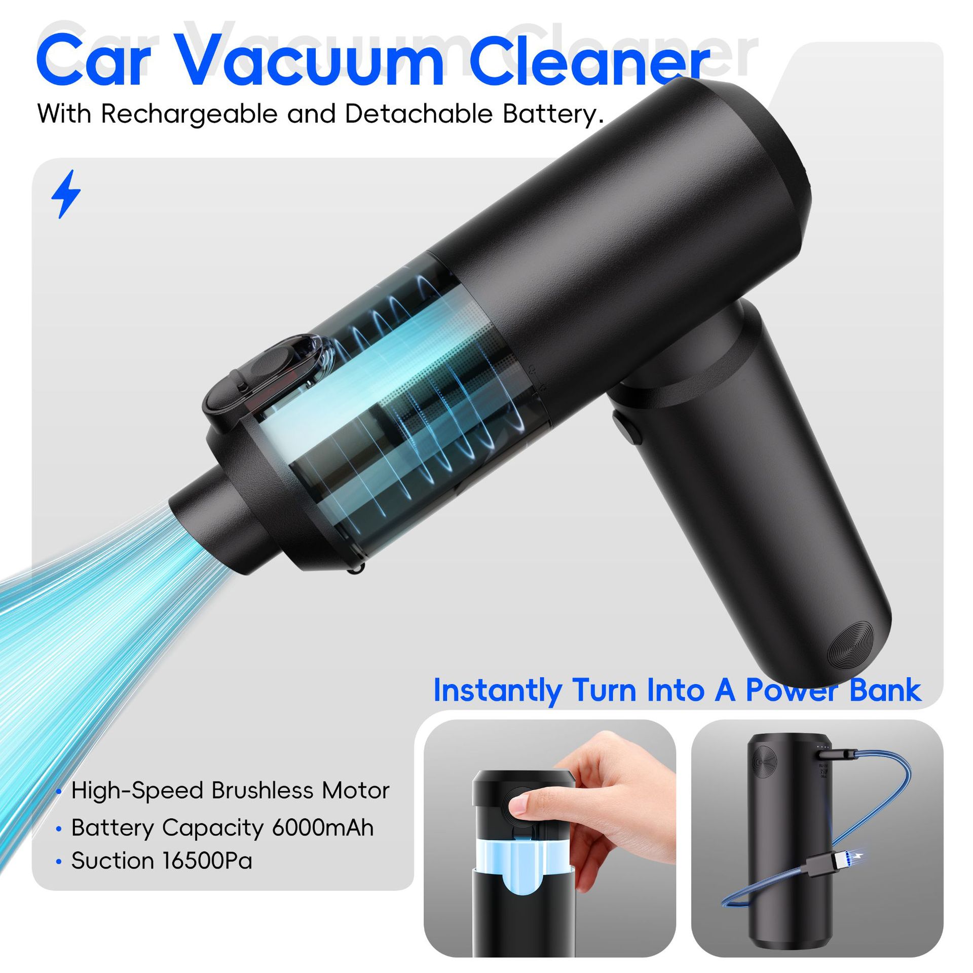 Special supply charging bank type removable battery car vehicle vacuum cleaner wireless brushless motor