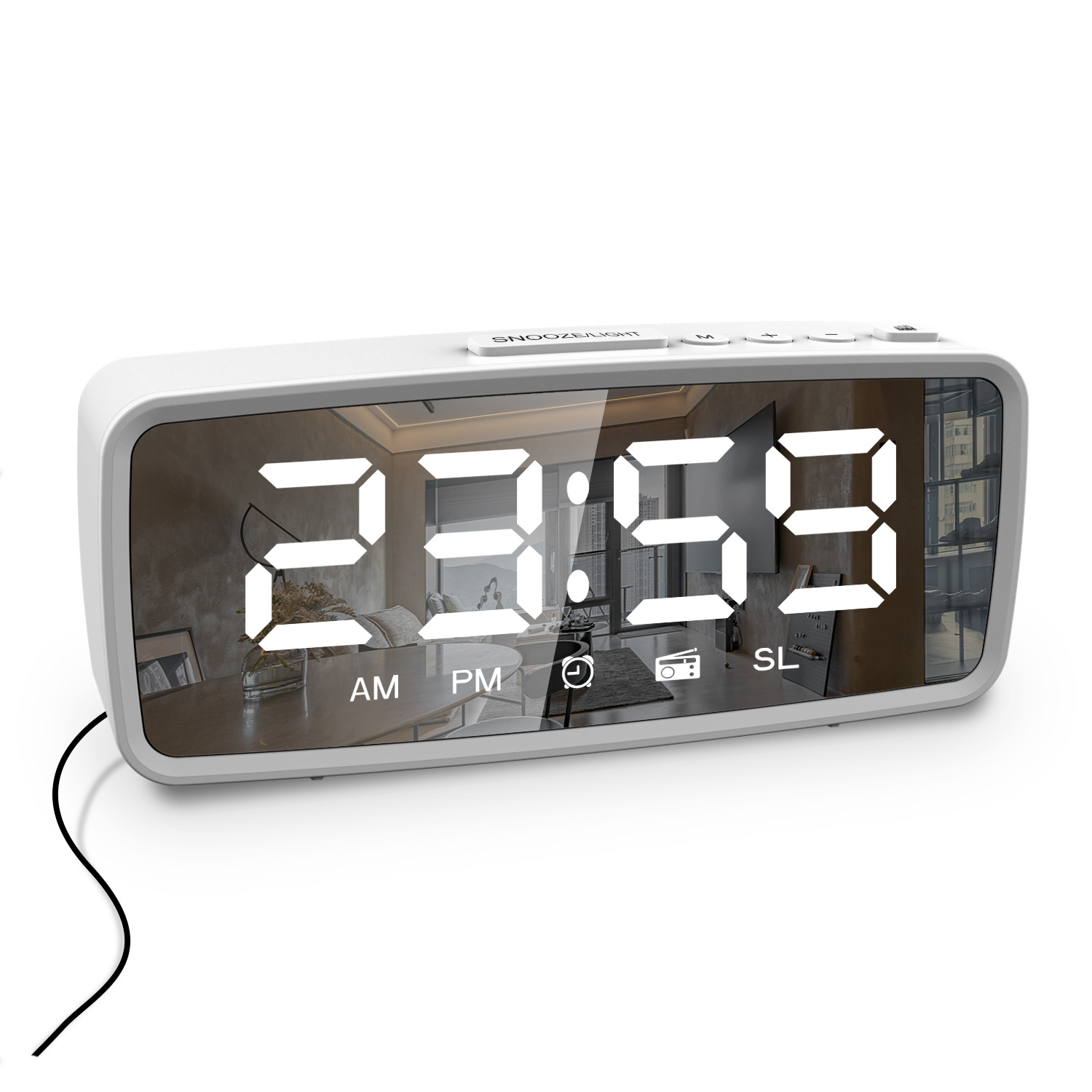 New LED Electronic Alarm Clock Radio Mirror Clock Desk Clock
