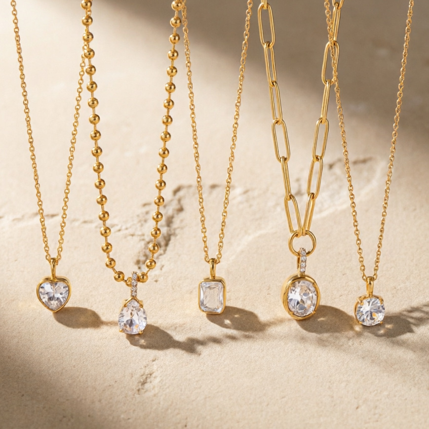 Jieding 18k single zircon titanium steel necklace niche accessories women jewelry stainless steel accessories