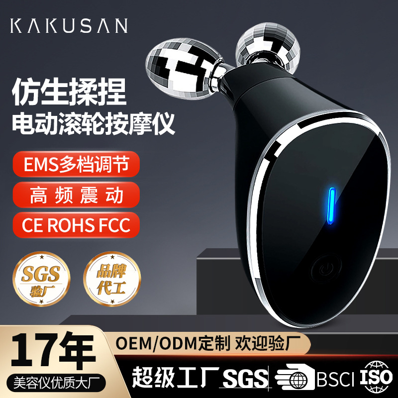 EMS double ball roller beauty instrument facial home use导入仪 microcurrent roller V face massage instrument