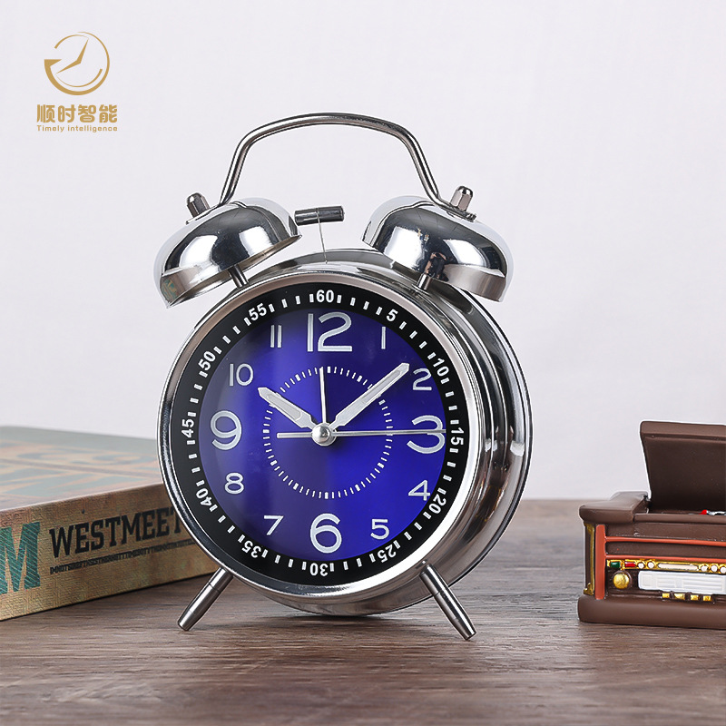 Metal bell alarm clock, bedroom, luminous, Aishida sweep-second alarm clock, student clock