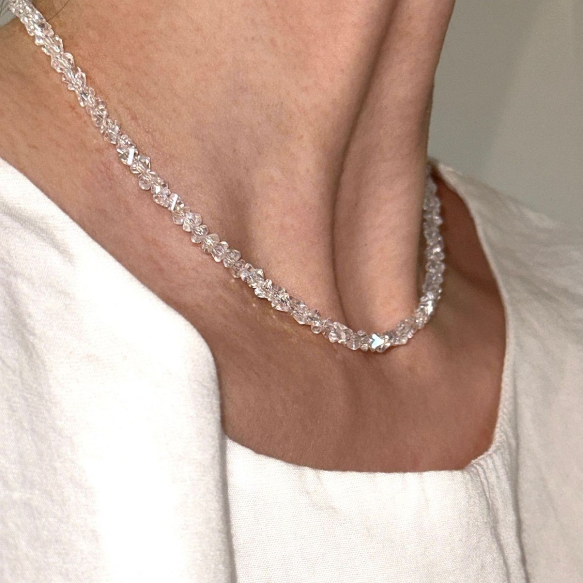 White crystal crushed ice sparkling glitter gravel锁骨 chain necklace for women