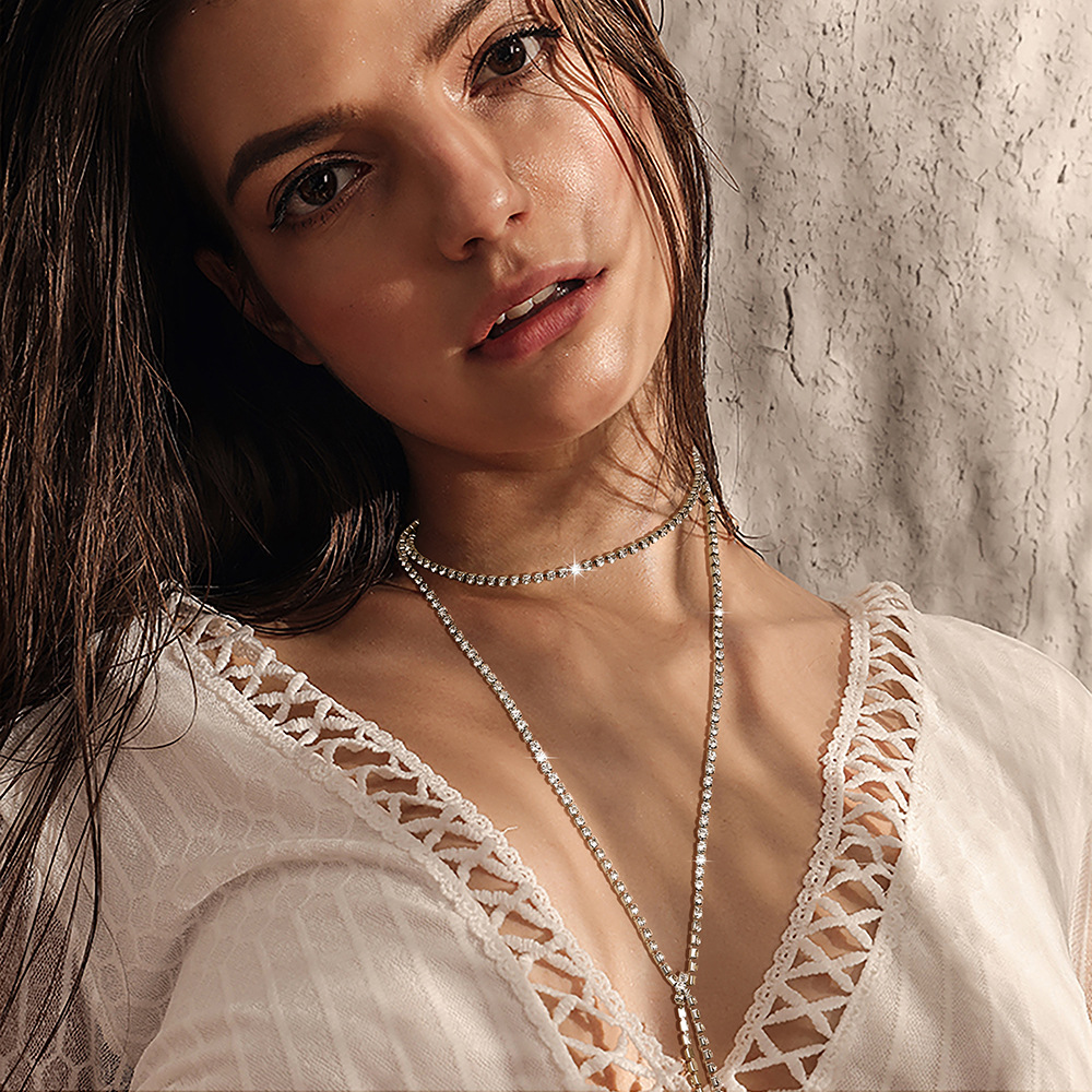 150CM choker necklace rhinestone bling party super shiny necklace
