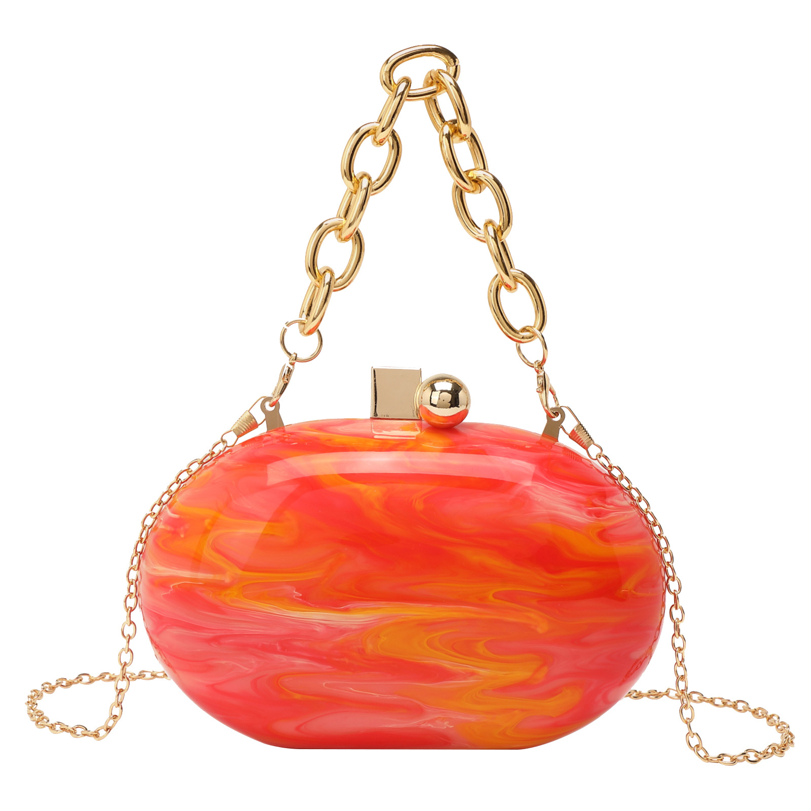 2024 New Oval Acrylic Evening Bag Wind Chain Crossbody Shoulder Clutch Handbag