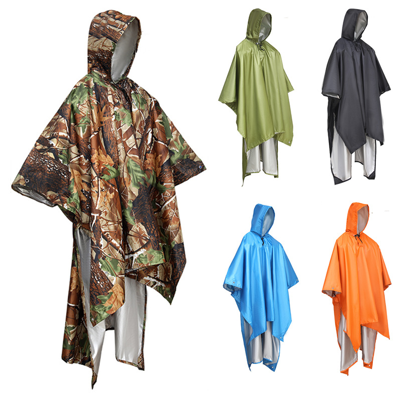 Outdoor 3-in-1 One-Piece Raincoat Hiking Rain Poncho Windproof Rainproof Cycling Raincoat Lightweight Easy to Store and Manage