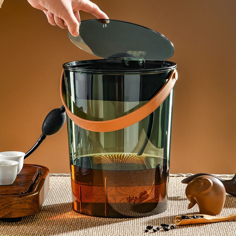 Strictly Selected Transparent Tea Residue Bucket Home Tea Water Bucket Office Portable with Lid Tea Leaf Waste Filter Wastewater Bucket Tea