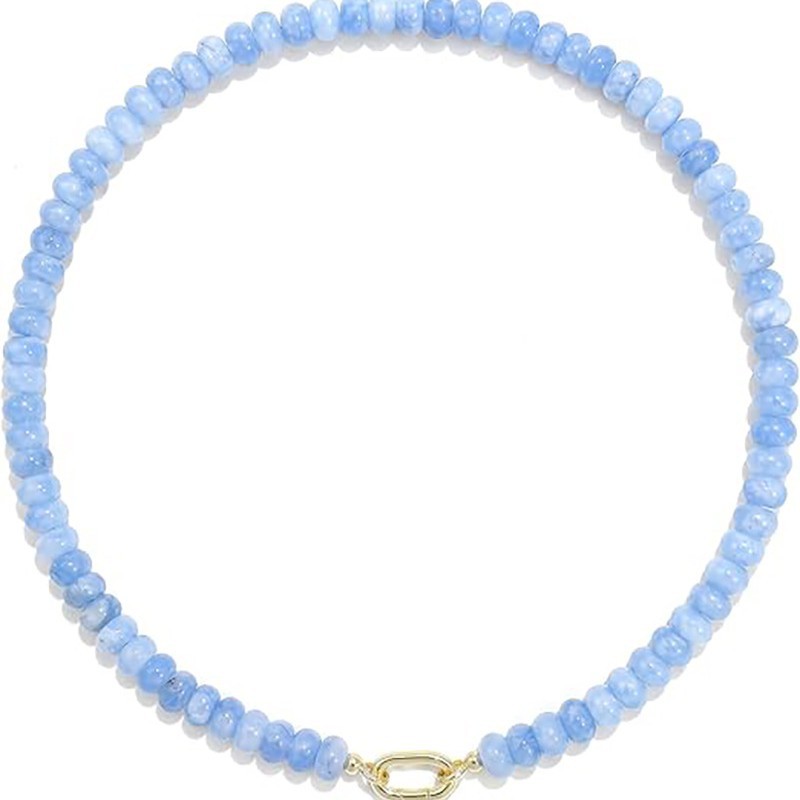 TK New Natural Stone Beaded Necklace Handmade Abacus Bead Collarbone Chain