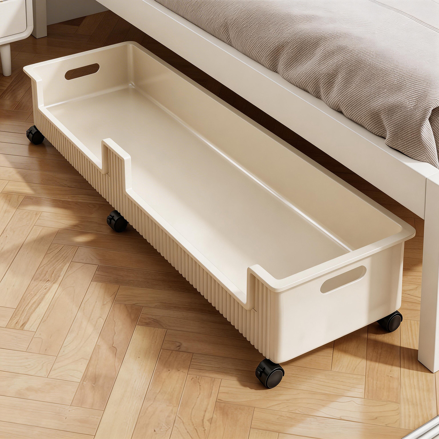 Under-bed Mobile Trolley, Seasonal Clothing Storage Rack, Multi-functional Wheeled Organizer Basket, Quilt Storage Plastic Box