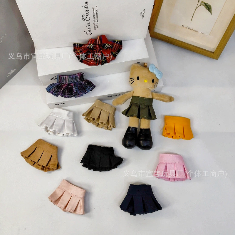 Cute Long Leg KT Cat Plush Pendant Pleated Skirt Cute Short Skirt Doll Plush Toy Keychain Accessory