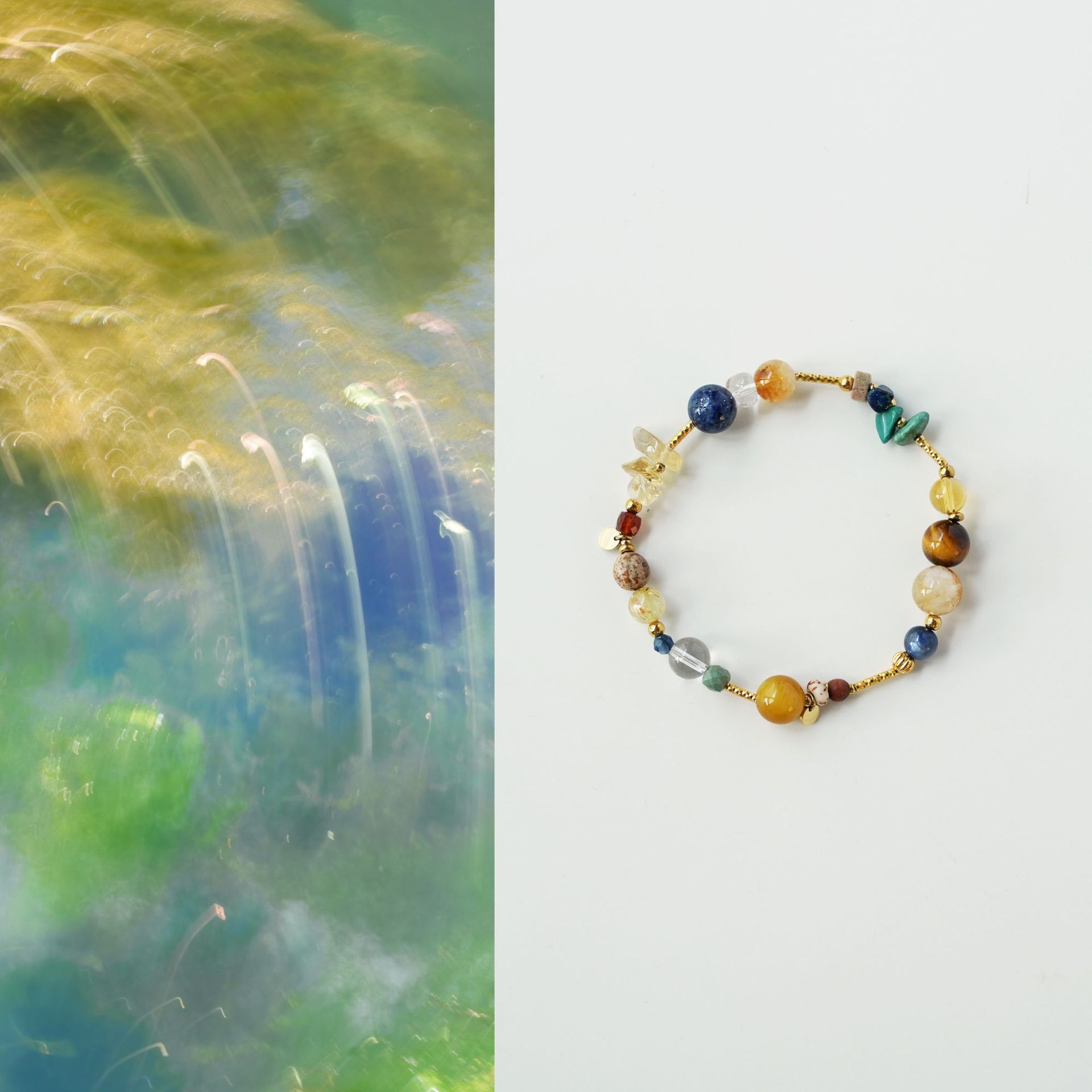 「Moss Green」Original Chinese-style natural multi-gem career bracelet, fortune and luck bracelet, gift