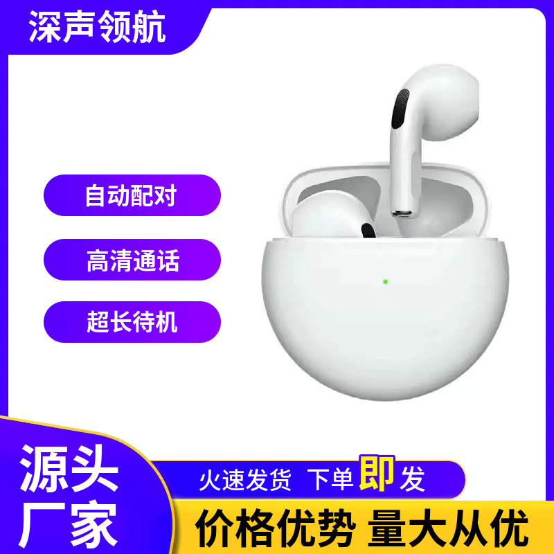 new tws bluetooth earphones semi-in-ear Huaqiangbei 6th generation pro6/4th generation wireless earphones high quality exclusive supply