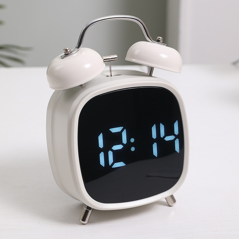 High Volume Metal Bell Alarm Clock LED Clock Wake-up Difficult Multifunctional Clock GH8032 Bell Clock