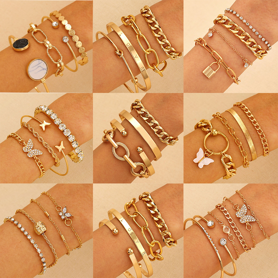 New Chain Bracelet Set Women Multi-Layer Simple Bangle Accessories