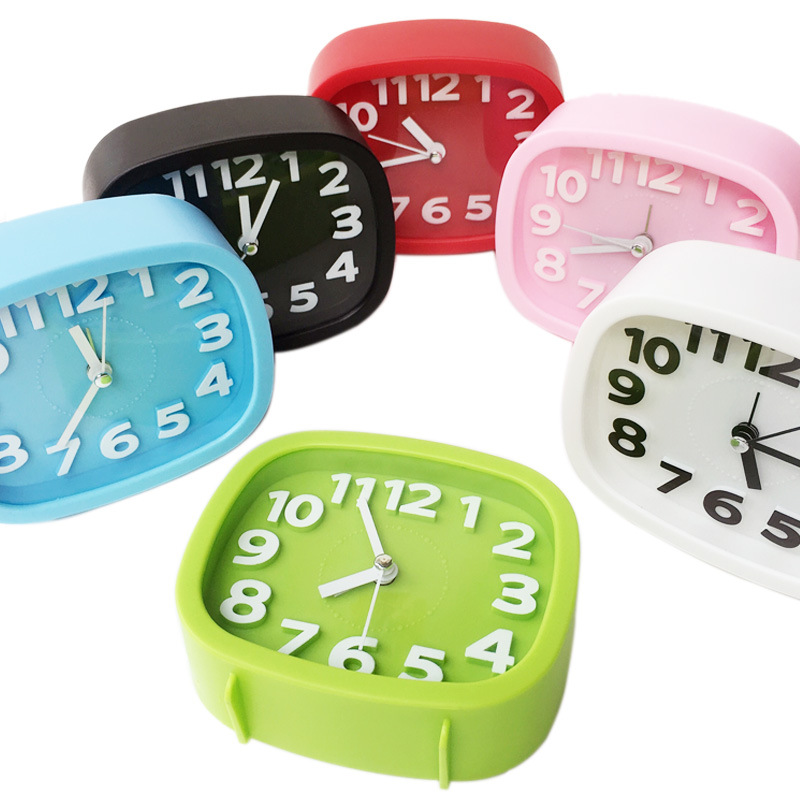 New Candy Color 3D Digital Silent Alarm Clock Children Student Alarm Clock Gift