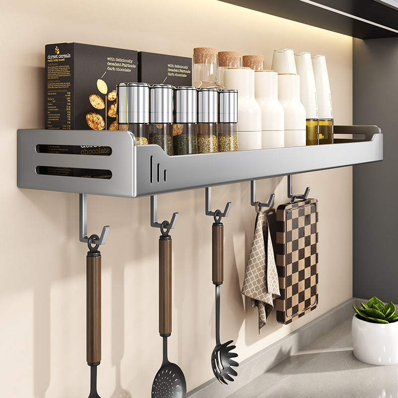 Kitchen storage rack multi-function wall-mounted seasoning rack
