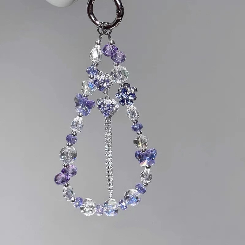 【Purple Sweetheart】Sparkling Purple Heart Tassel Phone Chain Bag Pendant Decoration