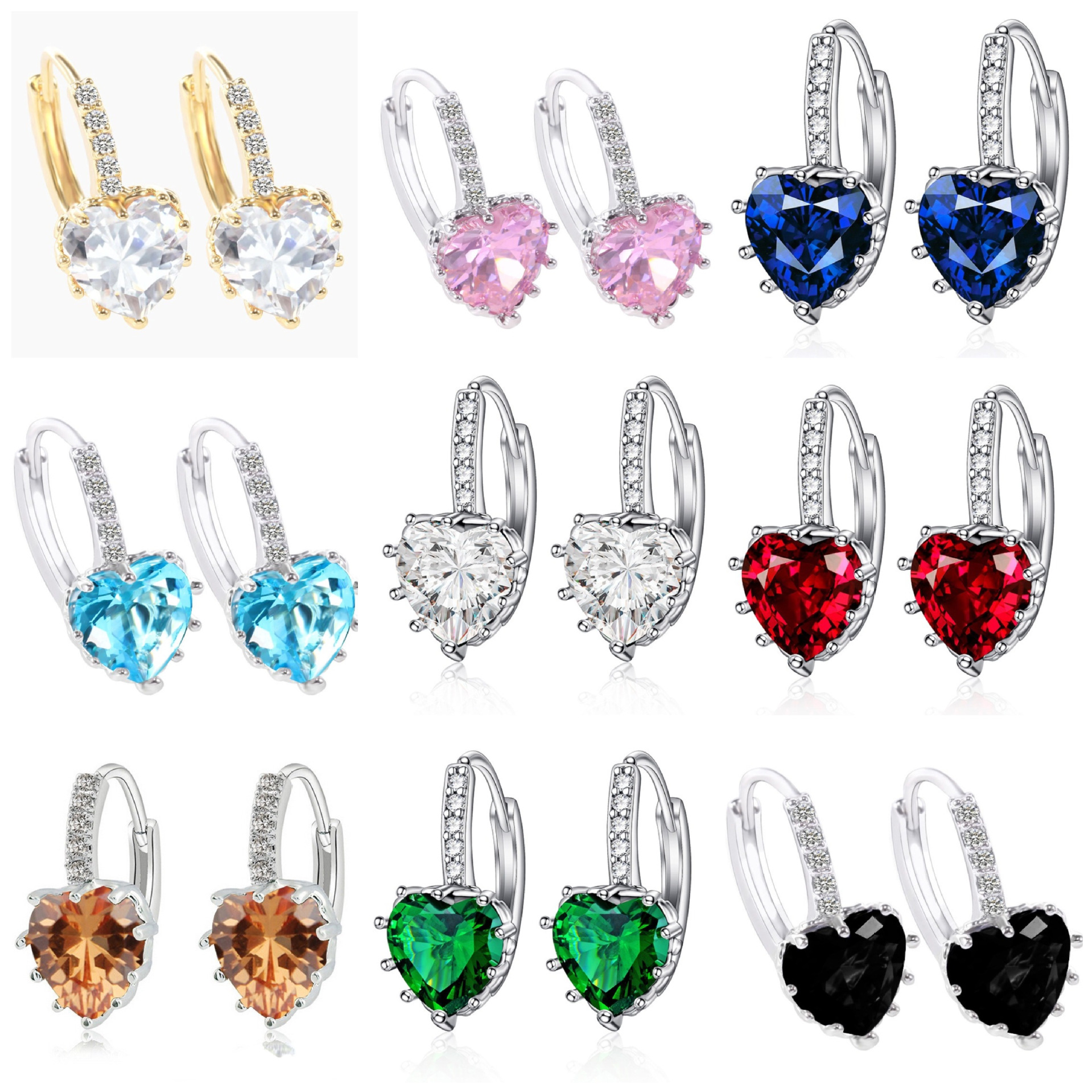 Fairy heart zircon ear clip simple diamond-like earring ear jewelry