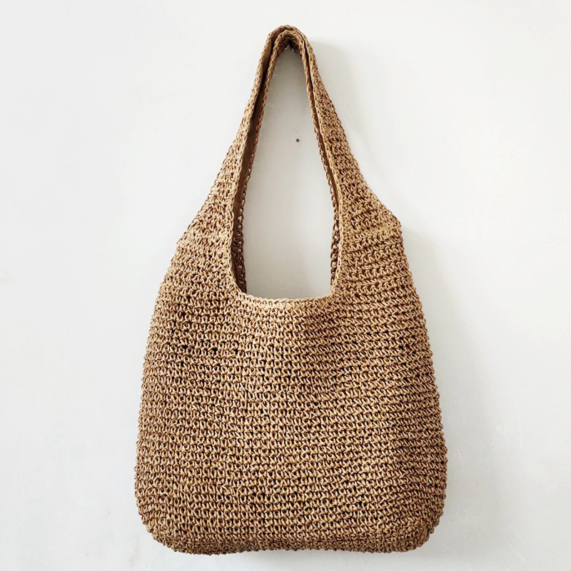 2026 new women's bag niche woven bag single shoulder underarm bag women's beach straw woven bag lightweight