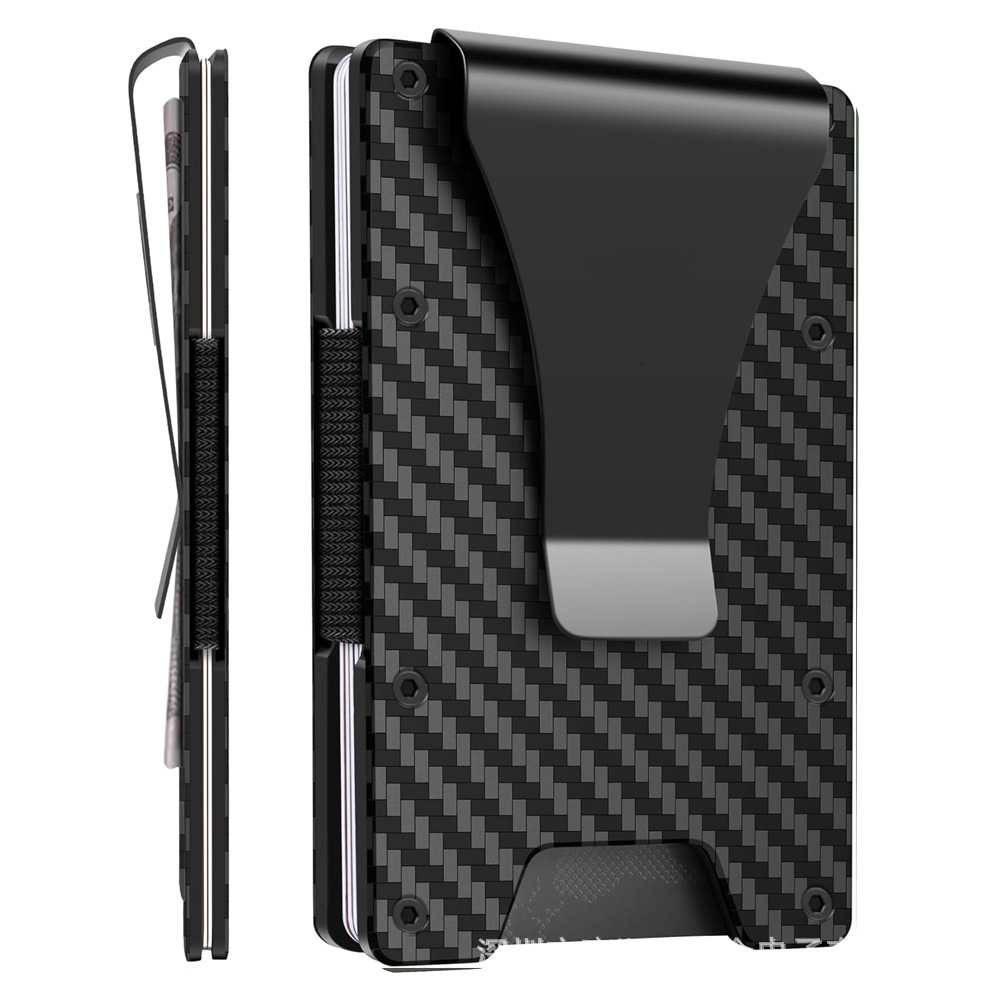 New Aluminum Alloy Metal Card Holder Carbon Fiber Wallet Money Clip RFID Metal Card Clip Blocking Technology