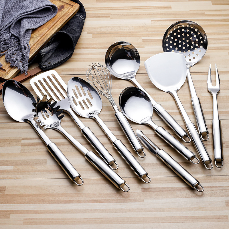 Stainless steel spatula, high temperature resistant, home cooking, soup spoon, hot pot slotted spoon, kitchen supplies, kitchenware, hotel customization