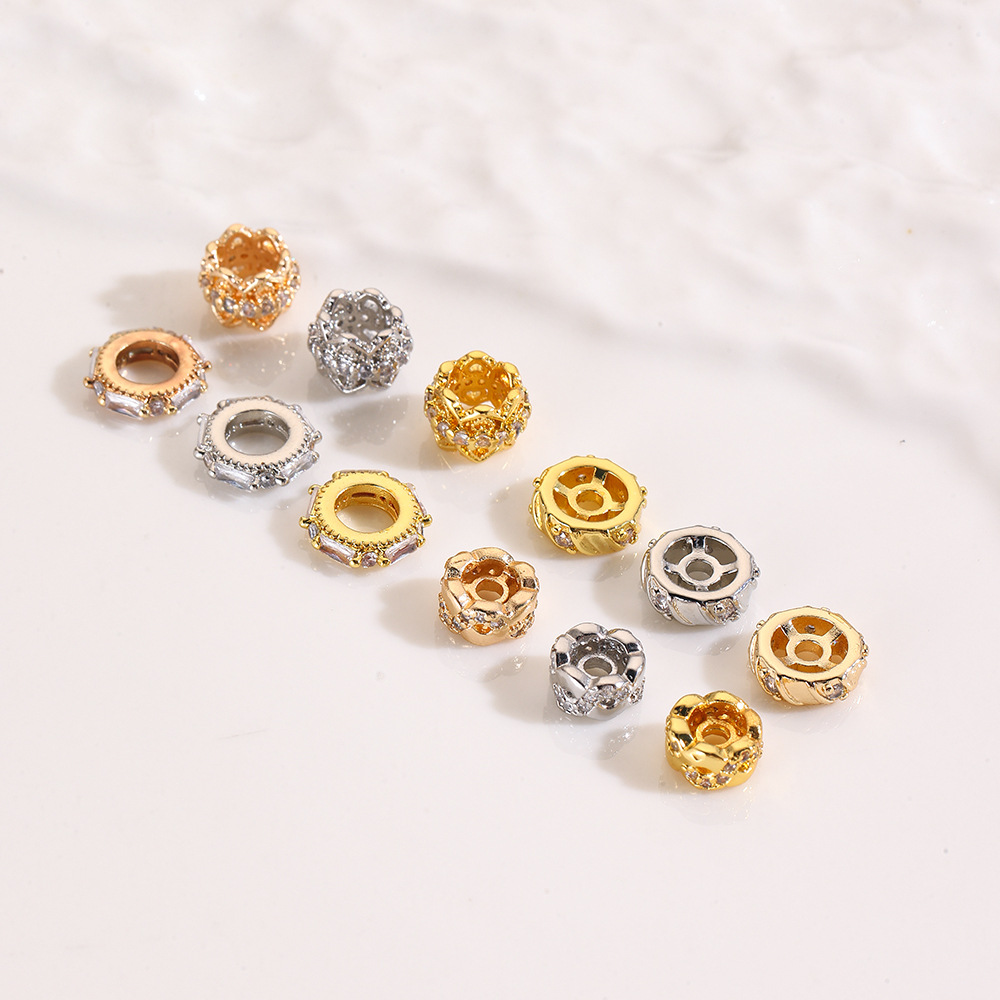 Copper plated 18K spacer beads, bracelet necklace beads, pearl crystal piercing beads loose beads DIY jewelry accessories