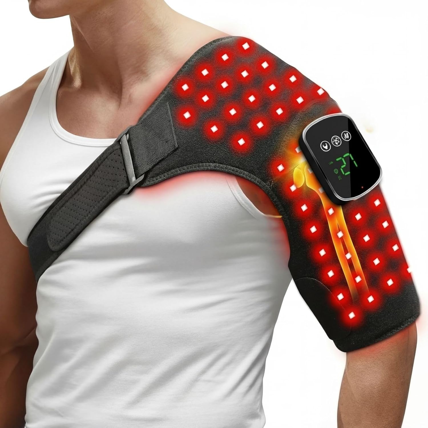 Red Light Physiotherapy Vibration Hot Compress Shoulder Guard Electric Heating Physiotherapy Red Light Heating Pulse Massage Infrared Shoulder Guard