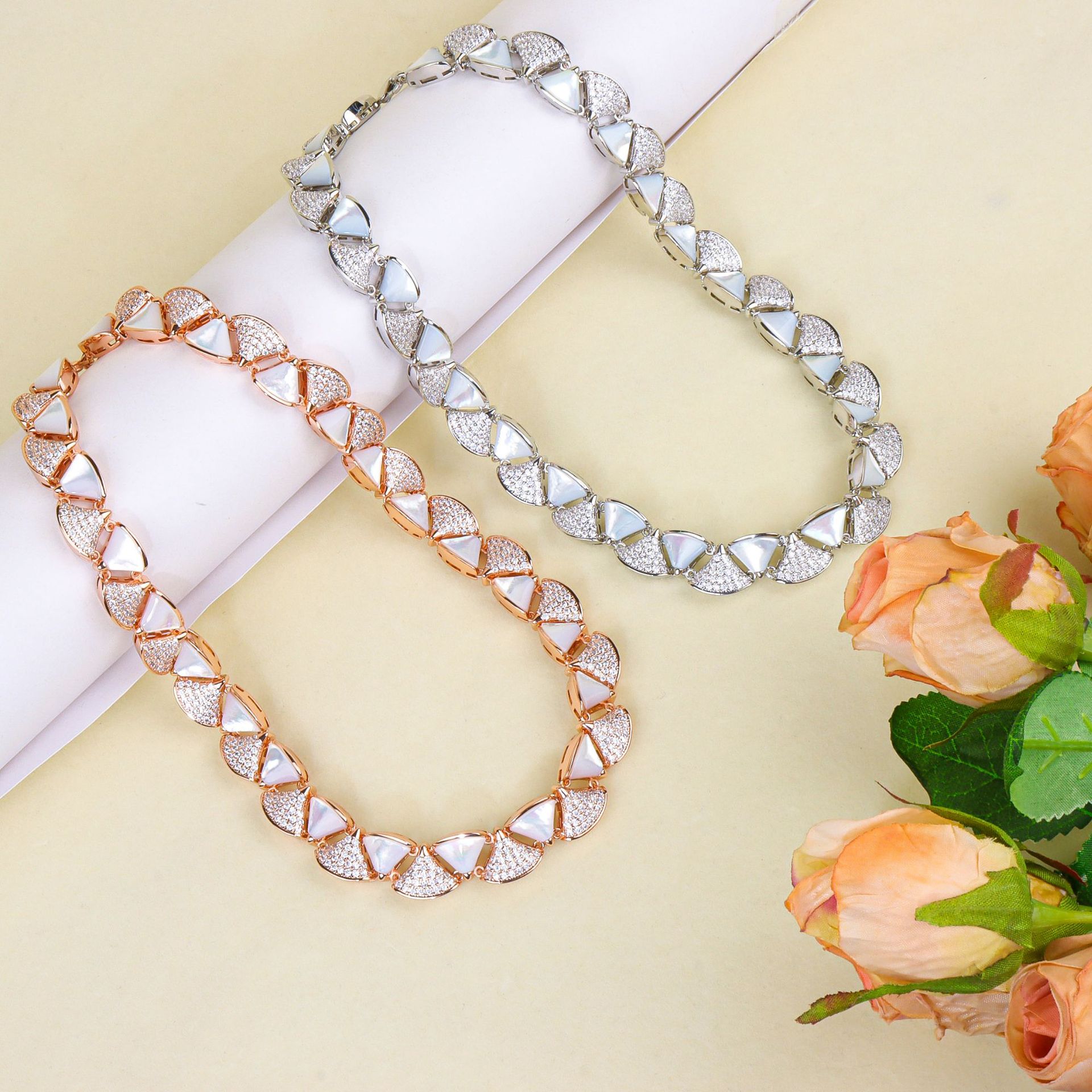 Design triangle shell necklace micro-set zircon set accessories