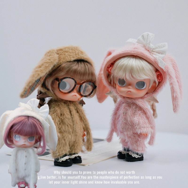 zsiga Gazi doll clothes white rabbit fluffy set outfit change handmade eighth scale movable figure bjd 'Yearning Place'