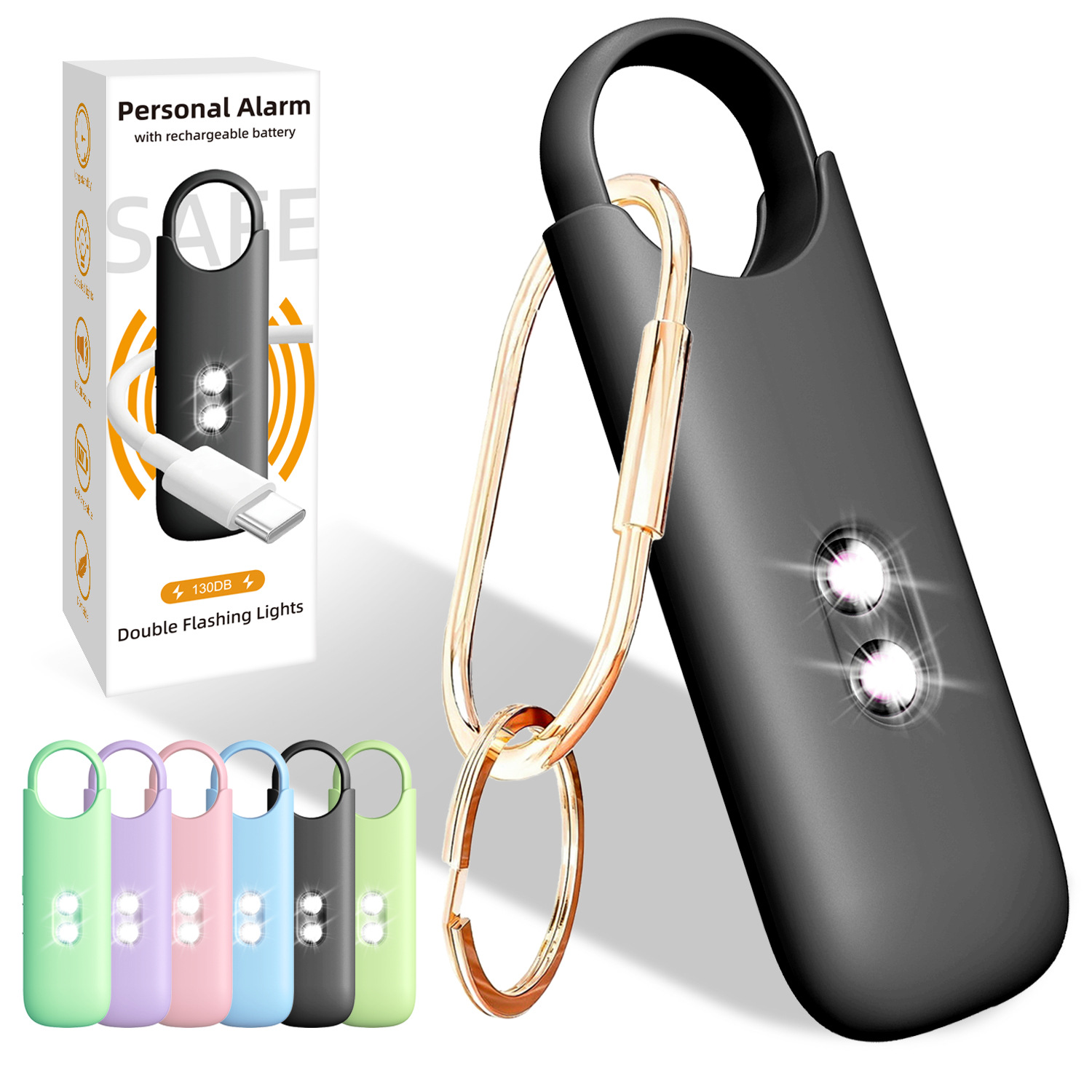 Charging Alarm Outdoor Portable Women Self-defense Dual Strobe Light Sound and Light Anti-wolf Self-defense Portable for Women