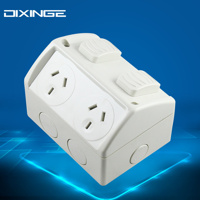 IP53 two-gang surface-mounted Australian 10A 15A power socket Australia SAA certified double socket with independent switch