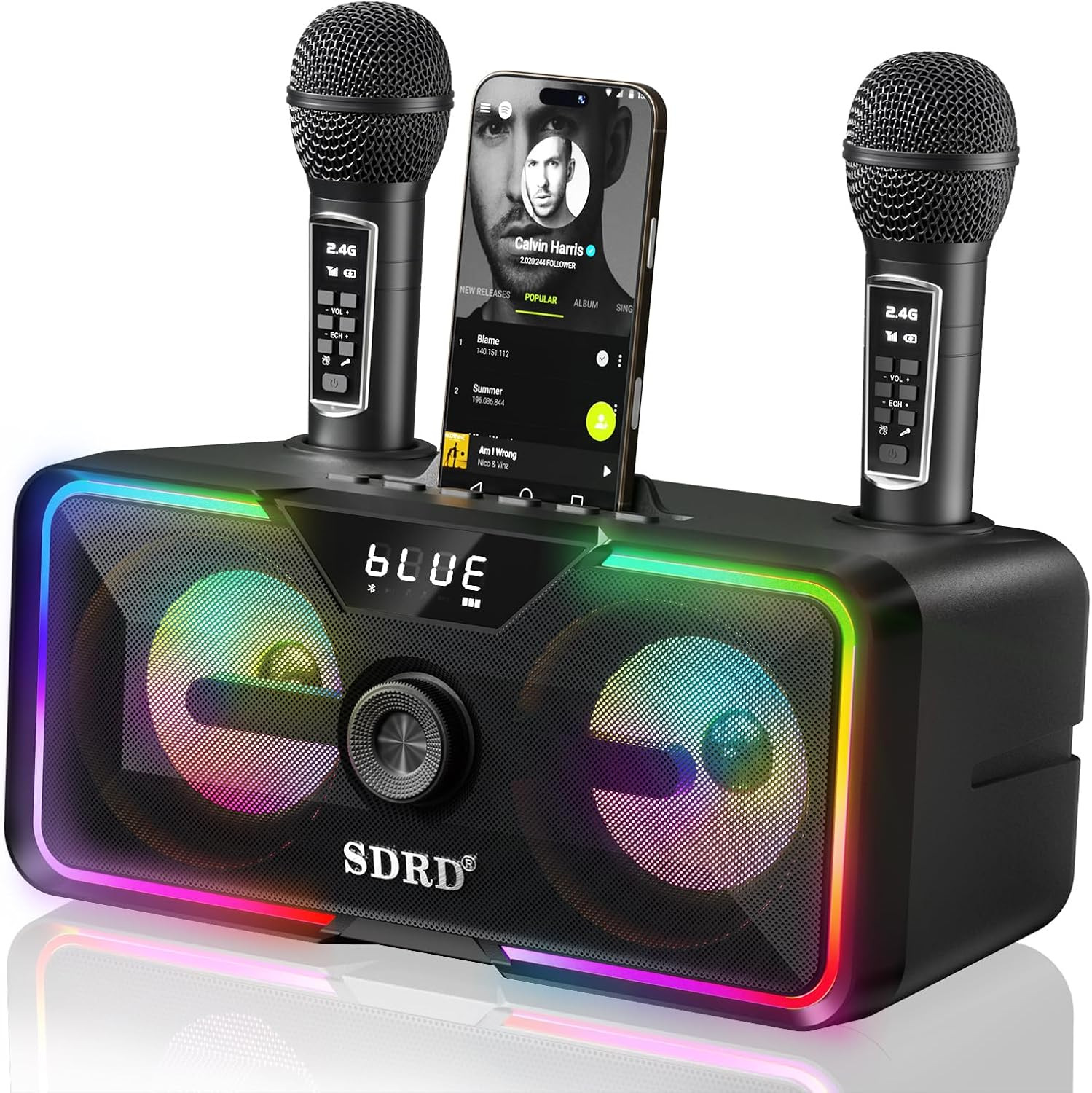 New SD215 Bluetooth Karaoke All-in-One Dual Microphone Mobile Home Bluetooth Speaker Dual Speaker Portable Subwoofer