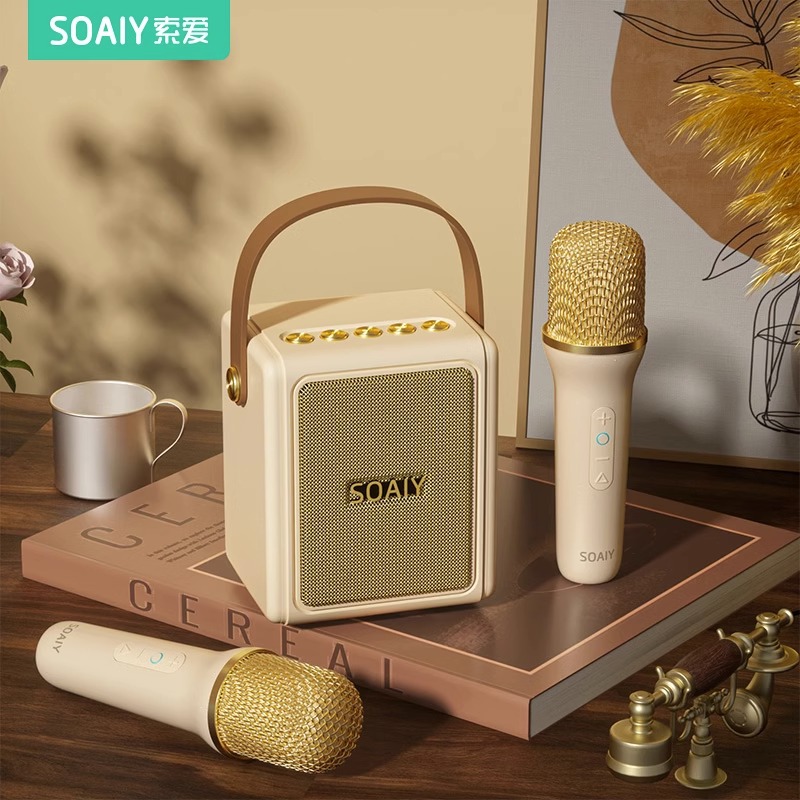 Soai SK9 Microphone Speaker All-in-One Microphone K Song Wireless Bluetooth Home Children Home KTV Christmas Gift