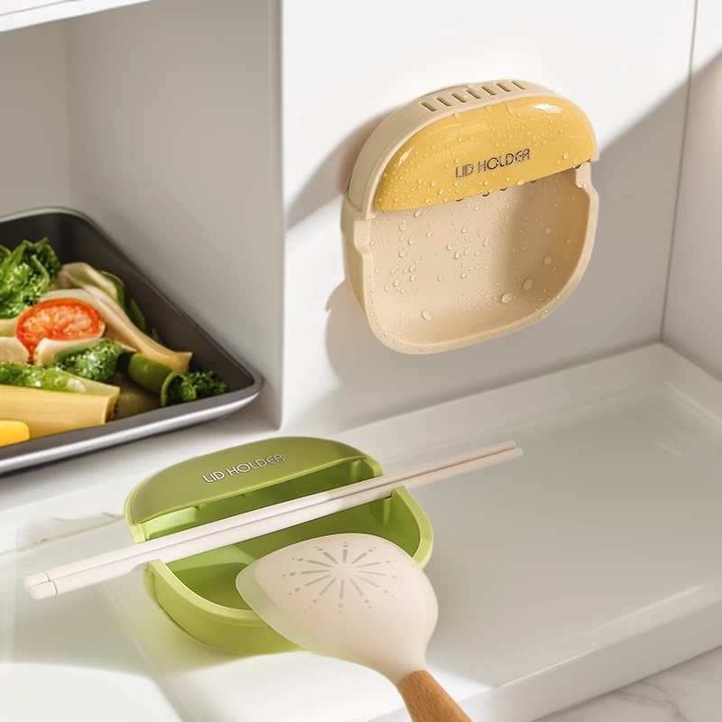 Patent Silicone Pot Lid Rack Storage Rack No Drilling Countertop Pot Lid Stand Soup Spoon Storage Rice Spoon Rack
