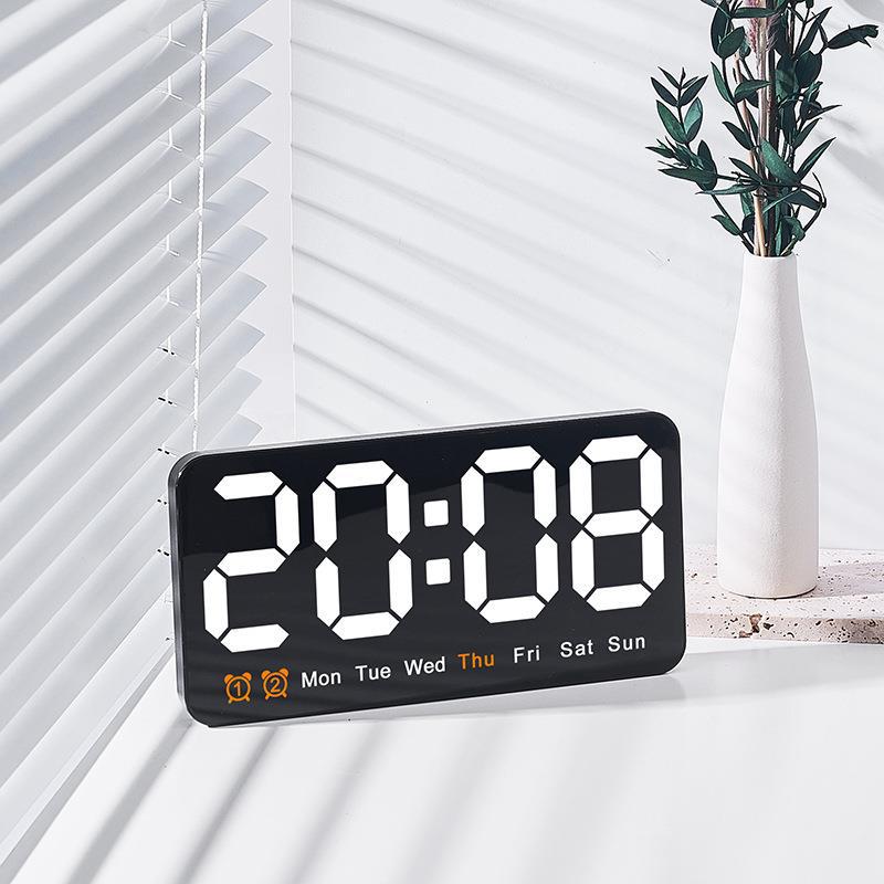 New Wall Clock Simple Large Screen Hanging and Standing Two-Use Clock Living Room Clock with Temperature Multifunctional Alarm Clock 6638