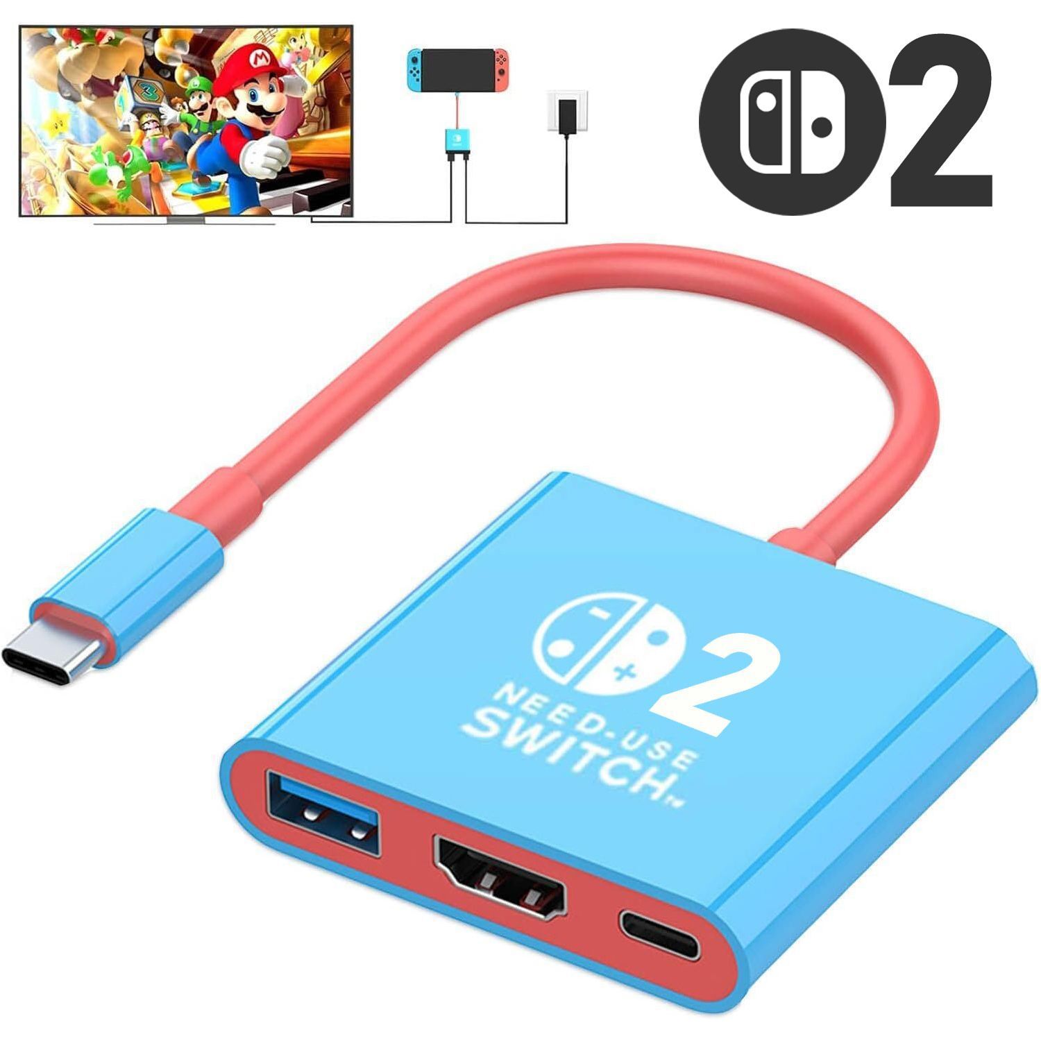 For Switch2 Game Console 3-in-1 Docking Station HDMI 4K60 Portable HD Converter PD 100W