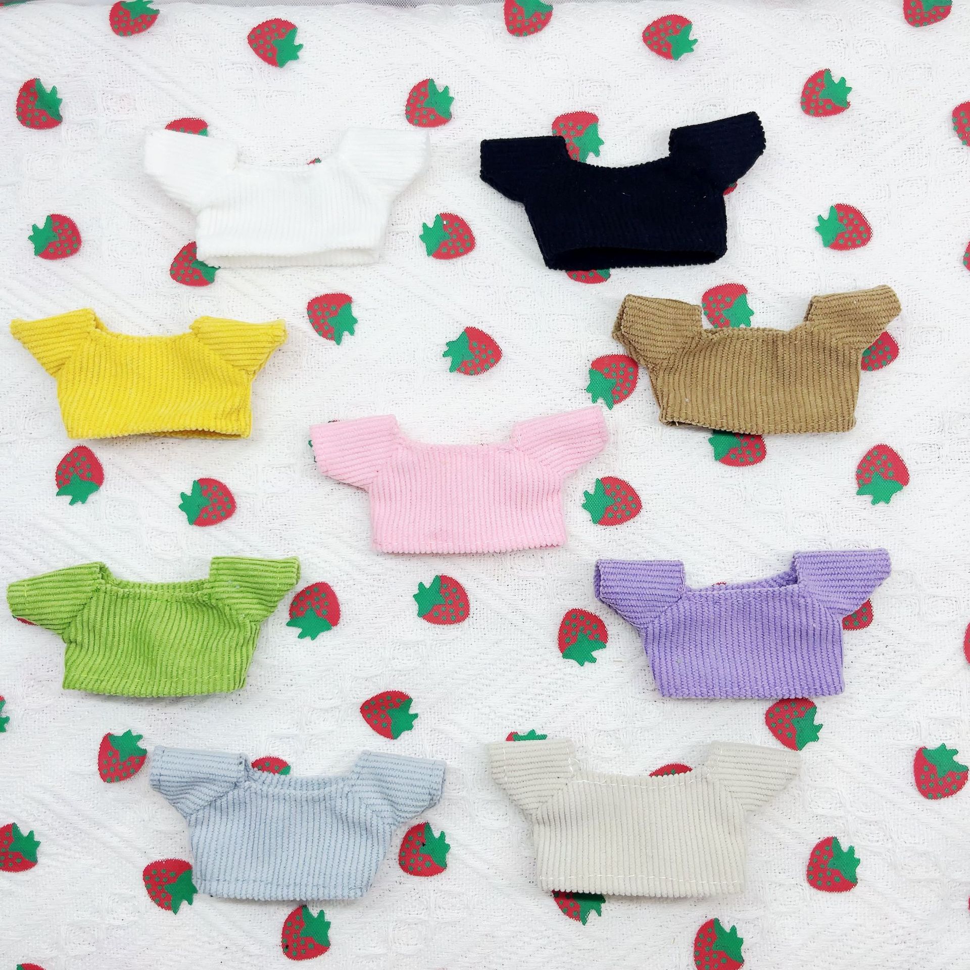 10cm Honey Dog Pendant Doll Clothes T-shirt Corduroy Top Bear Doll Accessories Dress Up Toy