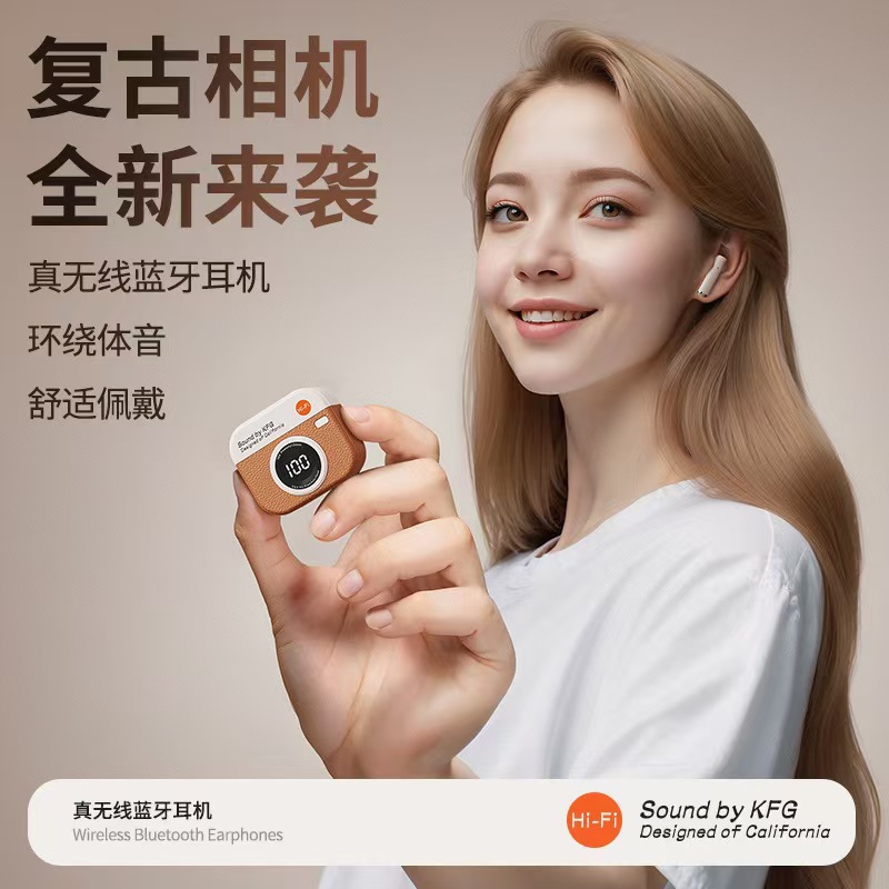 Q86 New Camera Wireless Bluetooth Earphones Semi-in-ear Ultra-long Battery Life Q87 Large Screen Battery Digital Display