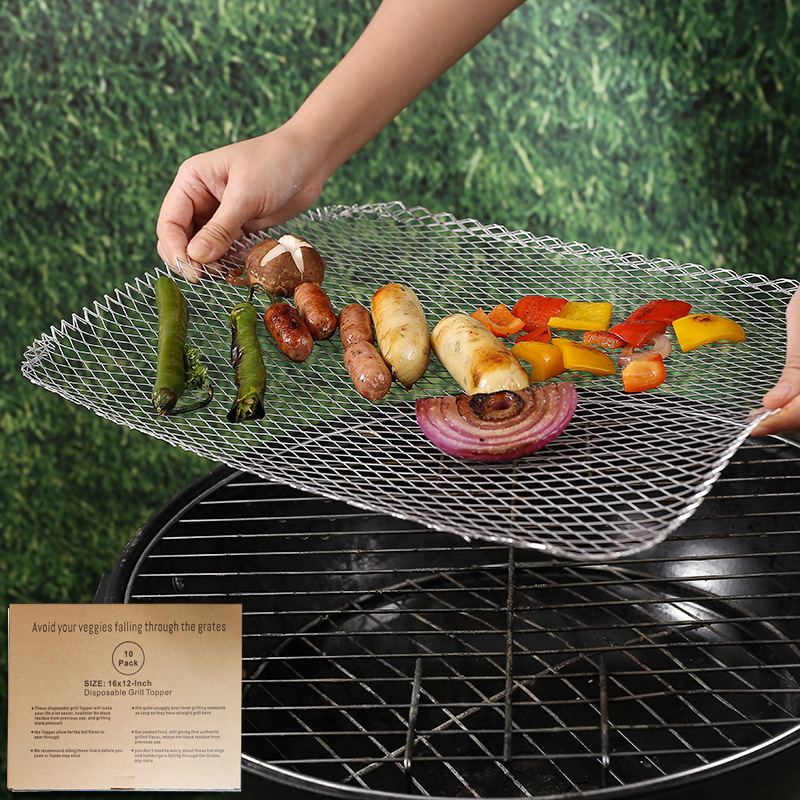 Aluminum non-stick outdoor barbecue net, disposable grill net, barbecue leak-proof snack, baking mat, oven mat, high temperature resistant