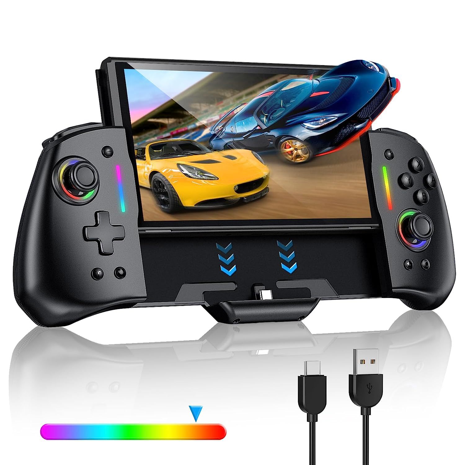 LinYuvo Lianyou switch plug-in game handle colorful RGB light back button metal joystick left and right handle